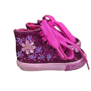LELLI KELLY PINK SEQUIN BEADED hi-top Jasmine sneakers size 20